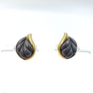 GIVENCHY Leaf Motif Earrings Gold Metal